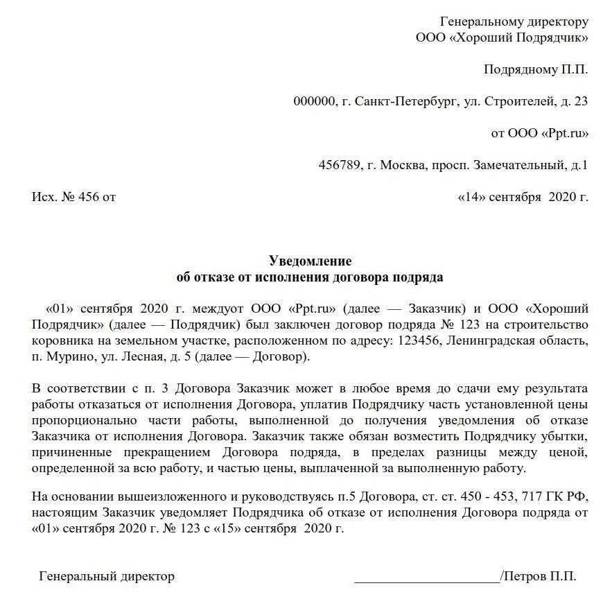 Образец письма о расторжении договора оказания услуг как правильно написать и отправить